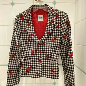 Moschino Women’s Black and White Checked Jacket 38
